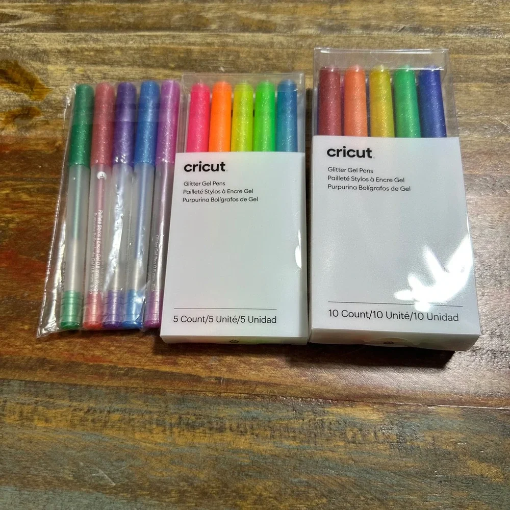 Cricut Glitter Gel Pens Bundle 20 Count Rainbow Neon Brights 0.8mm Point NEW